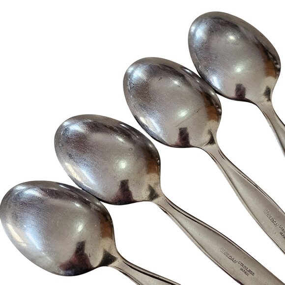 4 Elden Vintage Flower Teaspoon Spoon Stainless 6" Rose Midcentury Colonial Styl - Picture 7 of 8